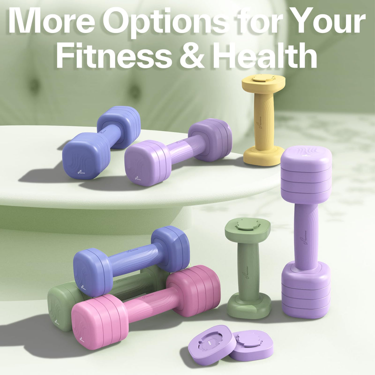 Adjustable Dumbbell Set of 2, 4 in 1 Free Weights with Soft Rubber Handle X2005