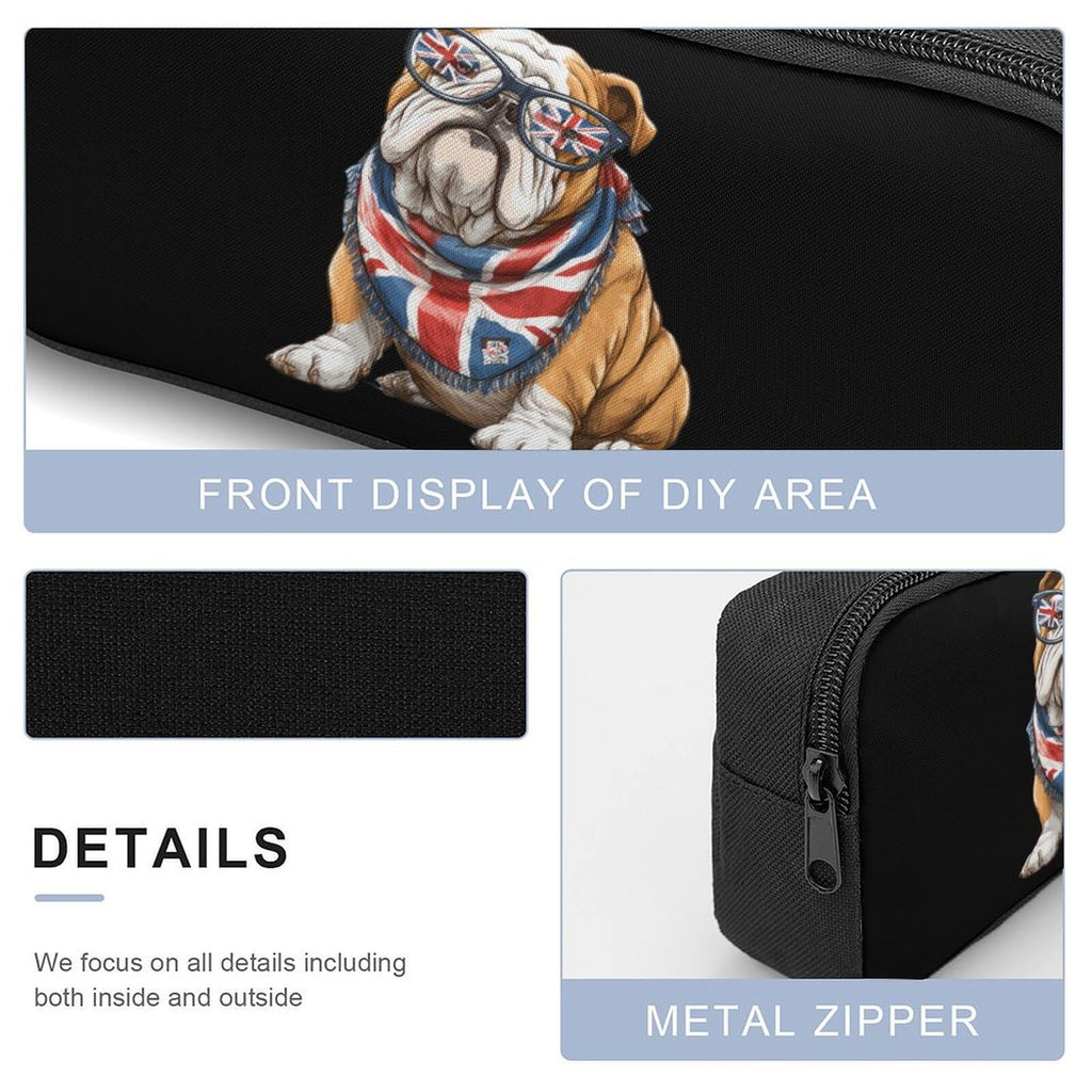 English Bulldog UK Flag Backpack with Lunch Box Pencil Case N978