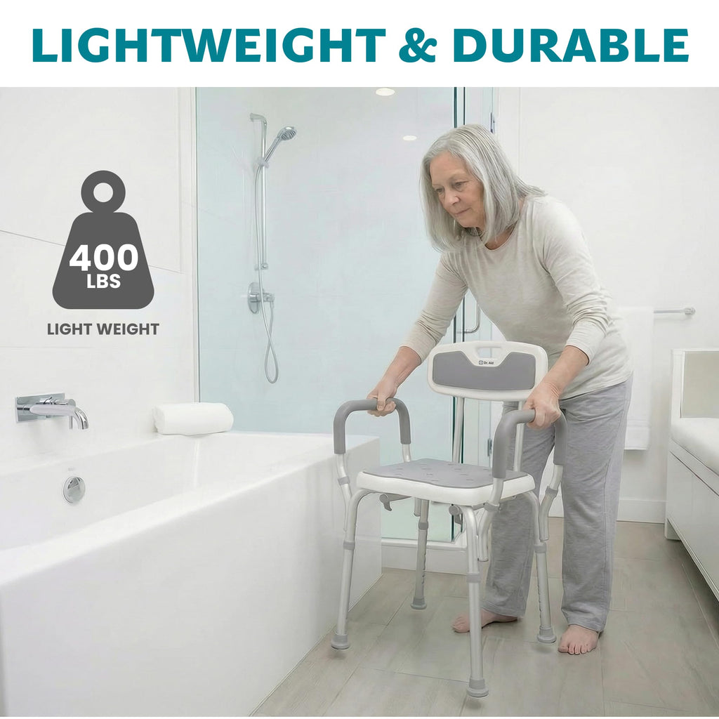 Shower Chair, 6-Height Adjustable, 400 lbs I610182