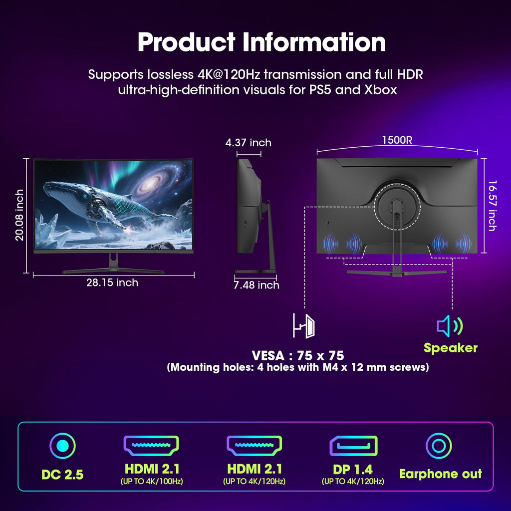 32" 4K 120Hz Curved Gaming Monitor Y817