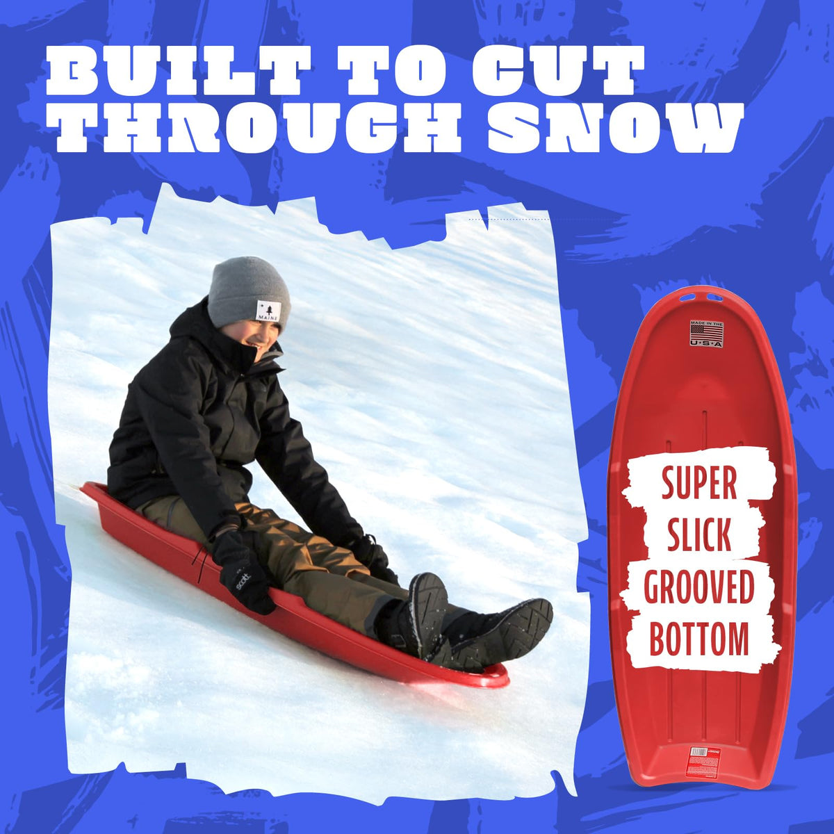 Red 48 Inch Plastic Toboggan Snow Sled G4136