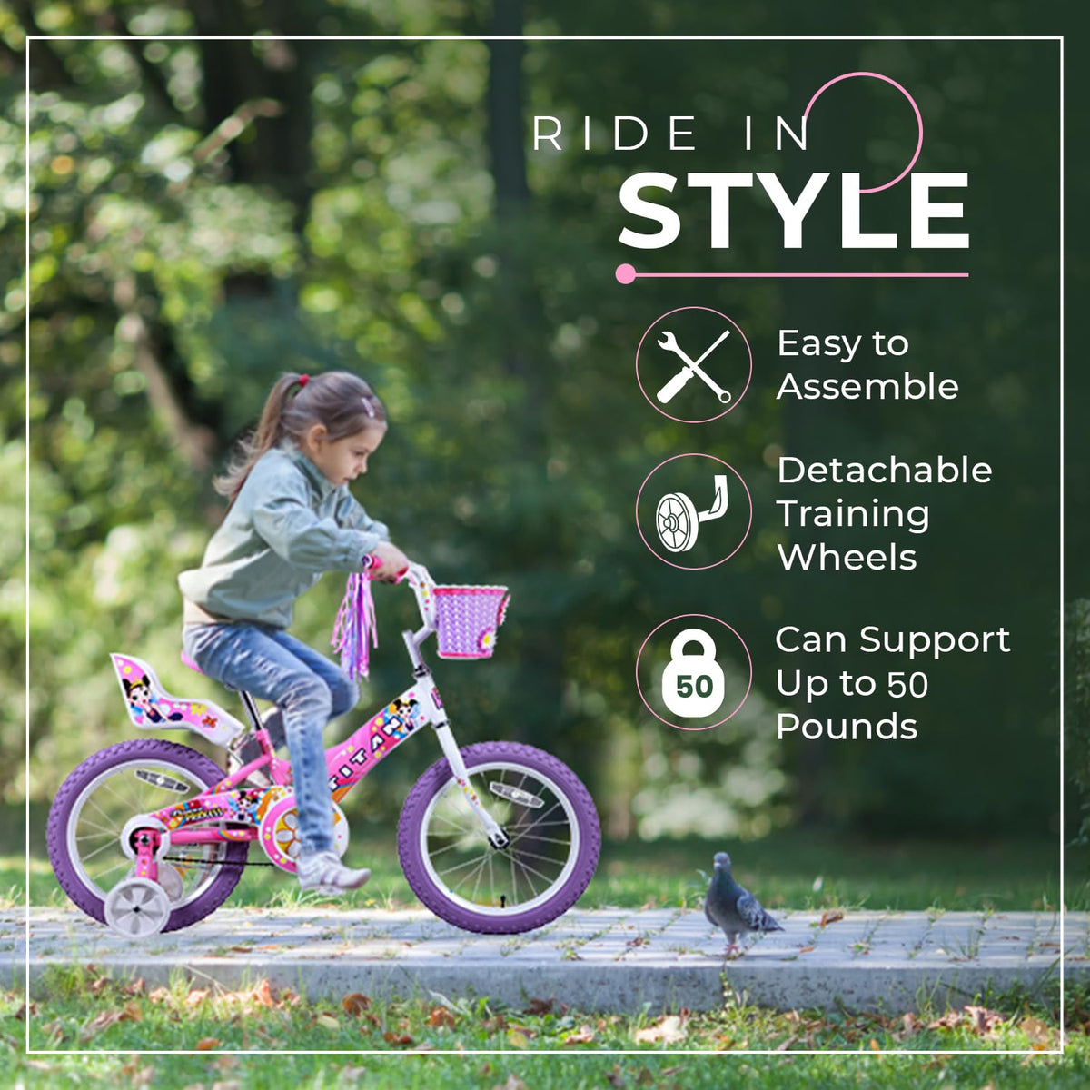 16-Inch Girls BMX Bike with Training Wheels H174879