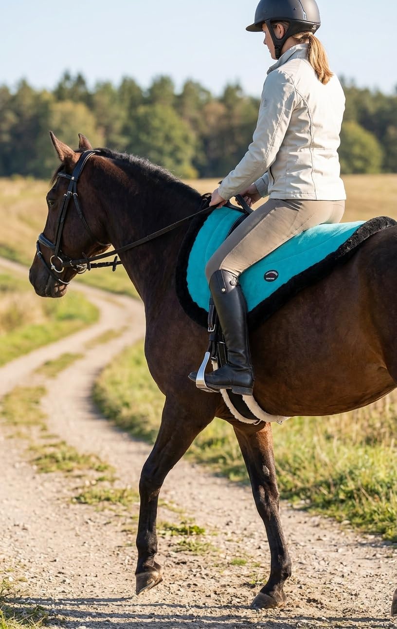 Turquoise Suede Leather Western Saddle Pad with Stirrups L917420