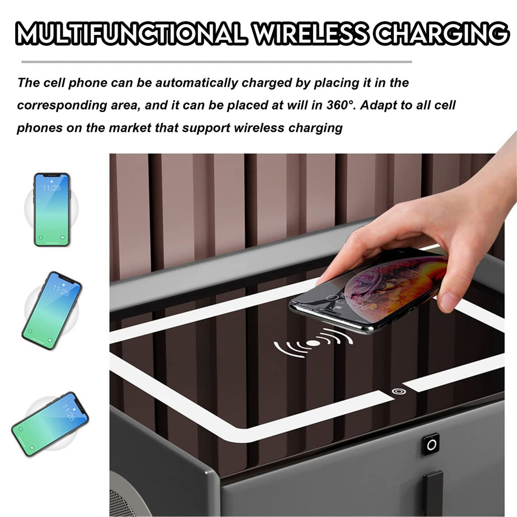 Pink 3 Drawer Nightstand with Charging Station and Speakers T109002