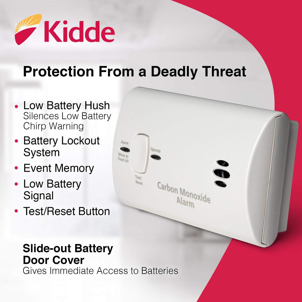 Carbon Monoxide Detector, AA Battery Powered, 85 dB Alarm, 6 Pack N151276