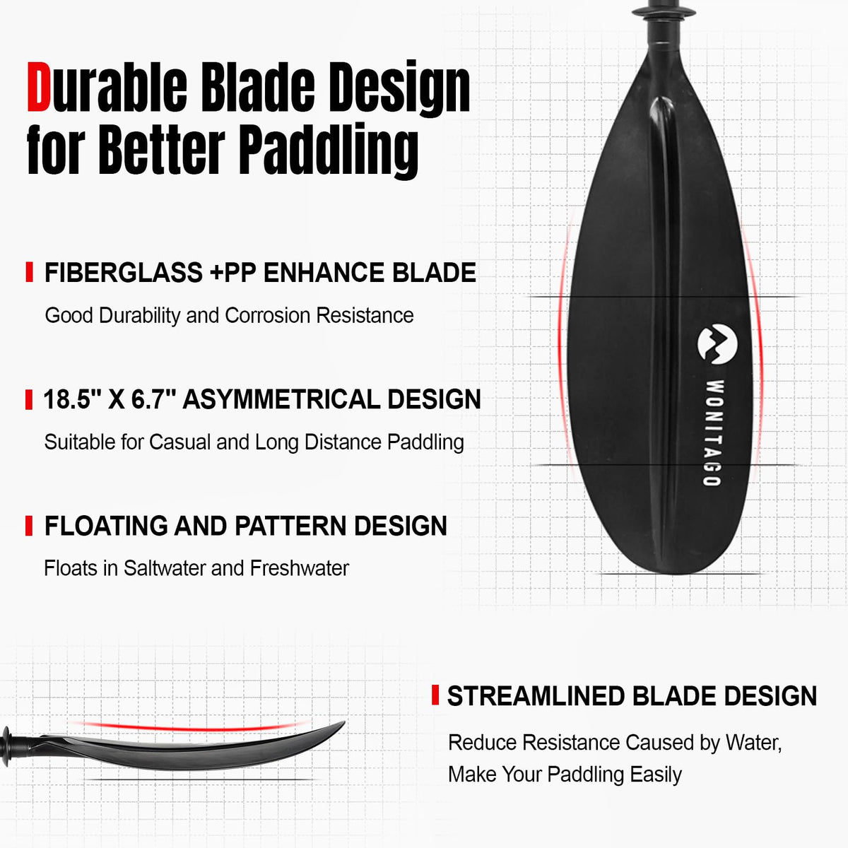Adjustable Lightweight Carbon Fiber Kayak Paddle N205