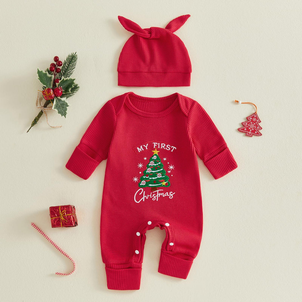 Christmas Baby Romper Jumpsuit Hat Set X4132