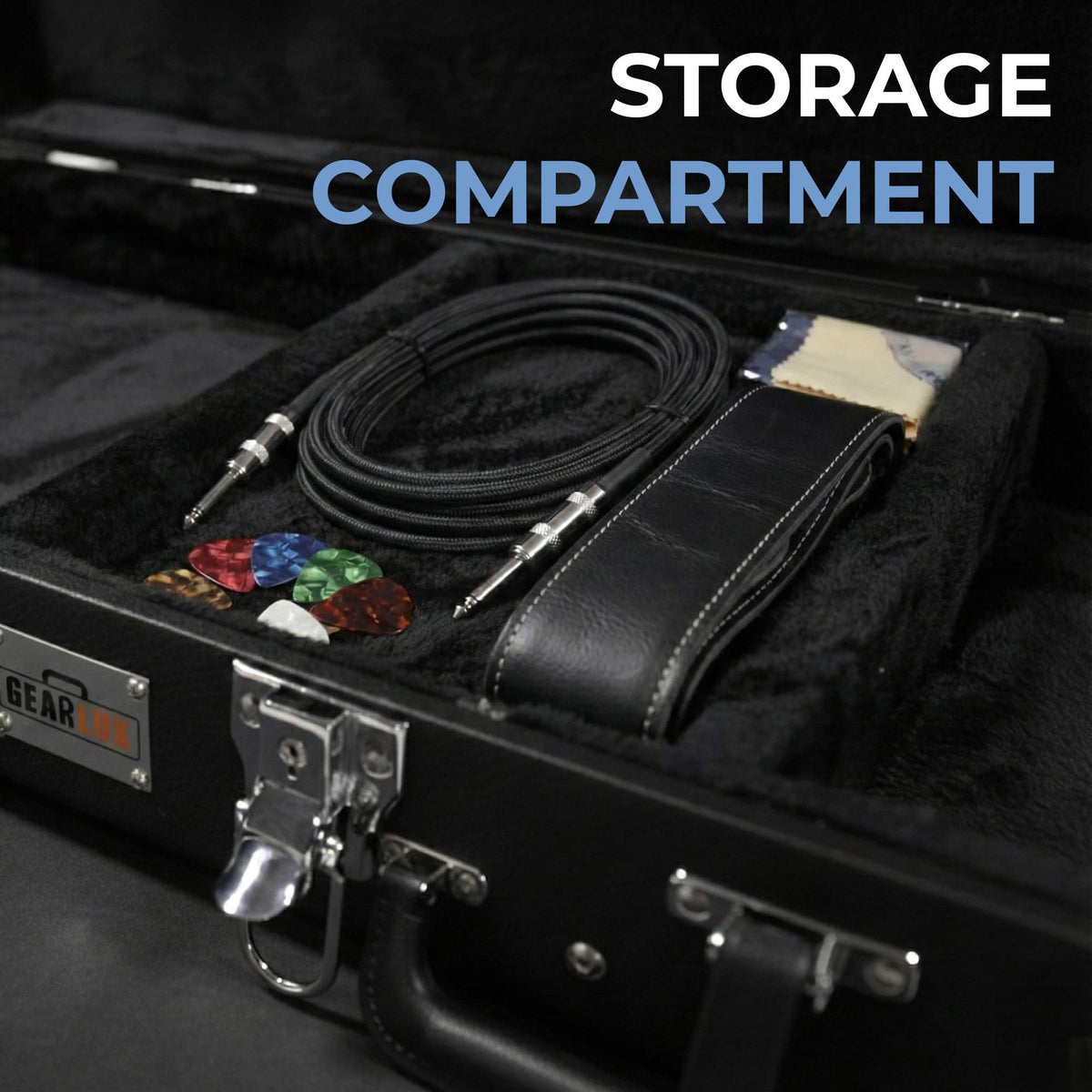 Electric Guitar Hard Case with Lock and Key, Black Q82157