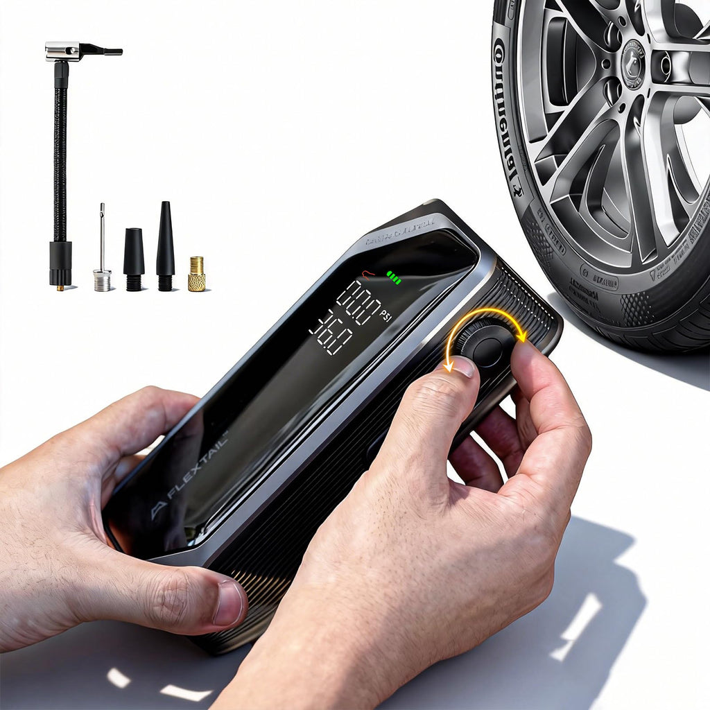 Portable Rechargeable Electric Air Pump with Digital Pressure Gauge Y51520