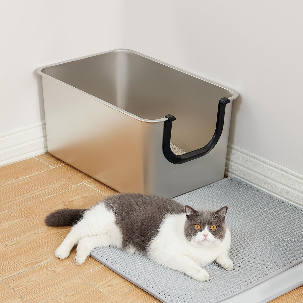 Extra Large Stainless Steel Cat Litter Box with High Sides L686099