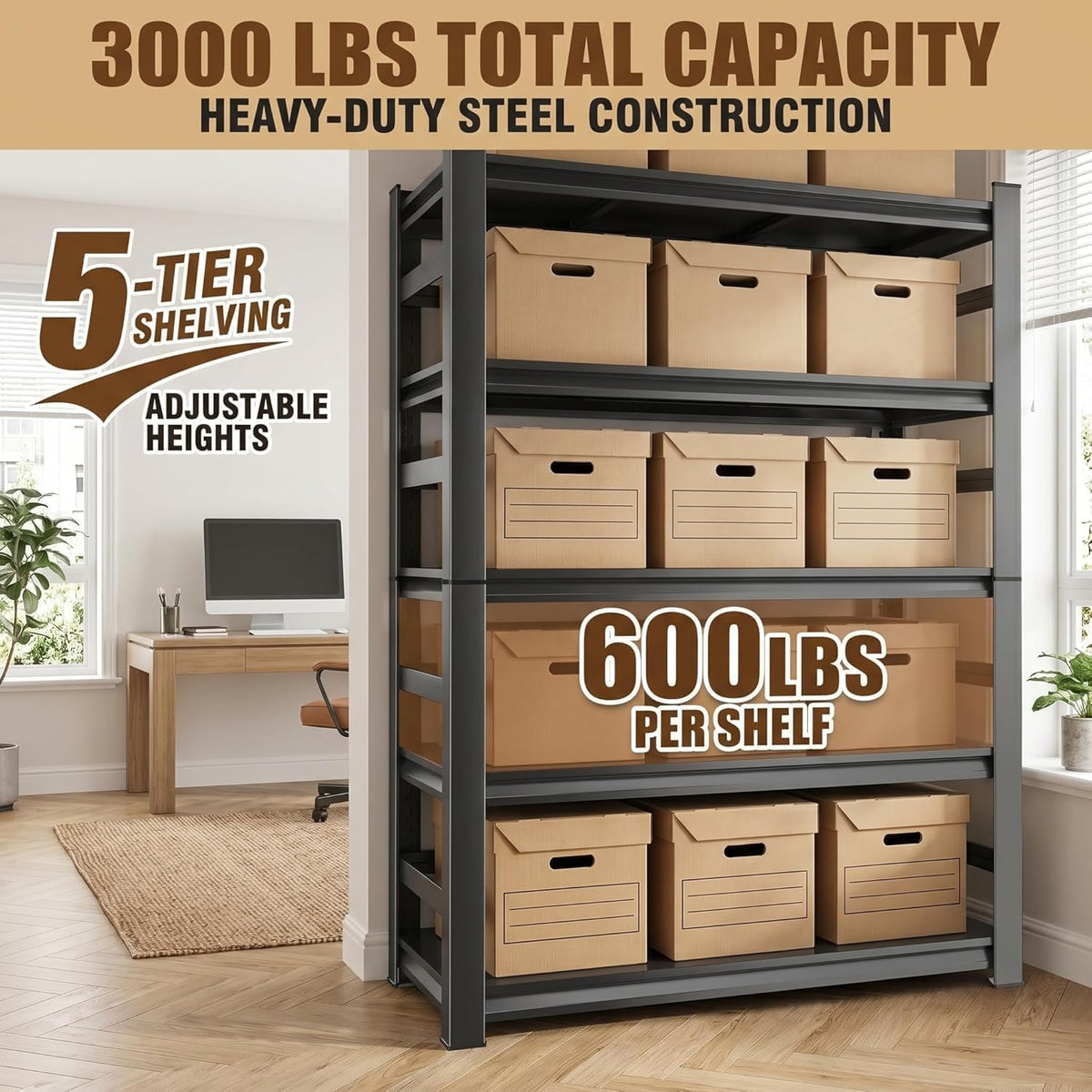 5 Tier Adjustable Wooden Bookshelf X37032