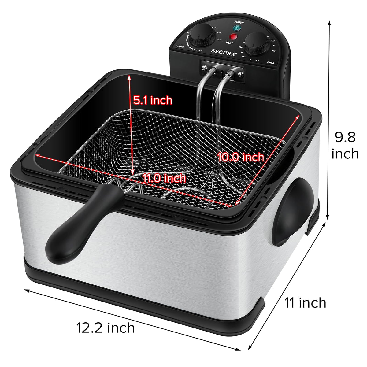 4 Liters Stainless-Steel Electric Deep Fryer with Timer I840525