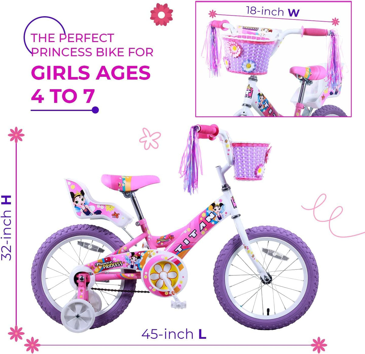 16-Inch Girls BMX Bike with Training Wheels H174879