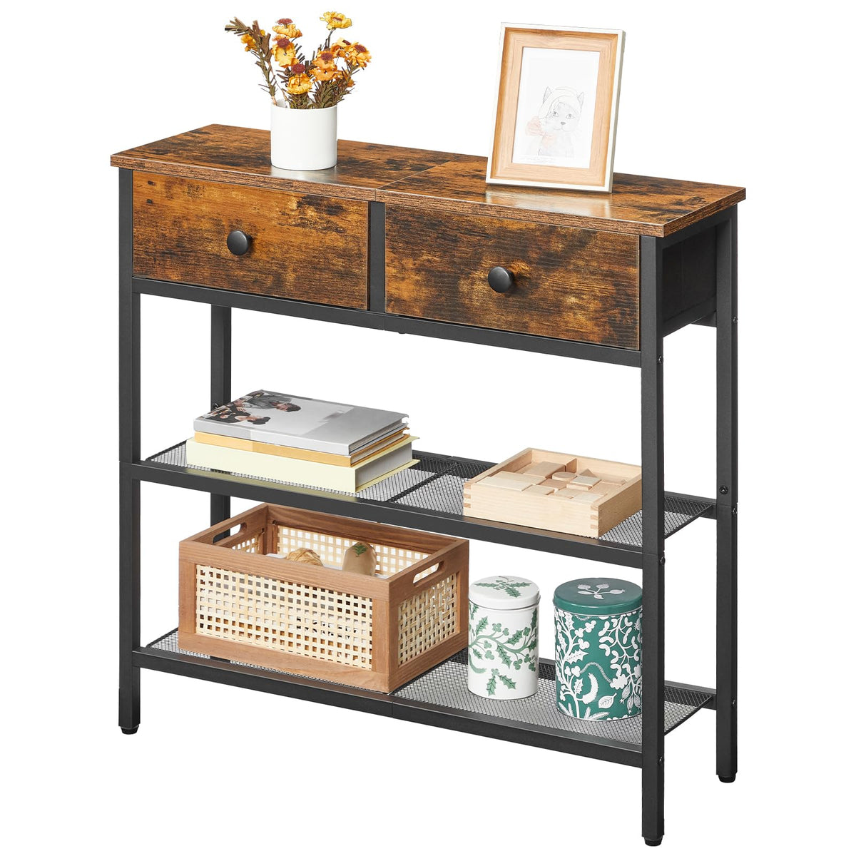29.5" Narrow Console Table with 2 Fabric Drawers I2703