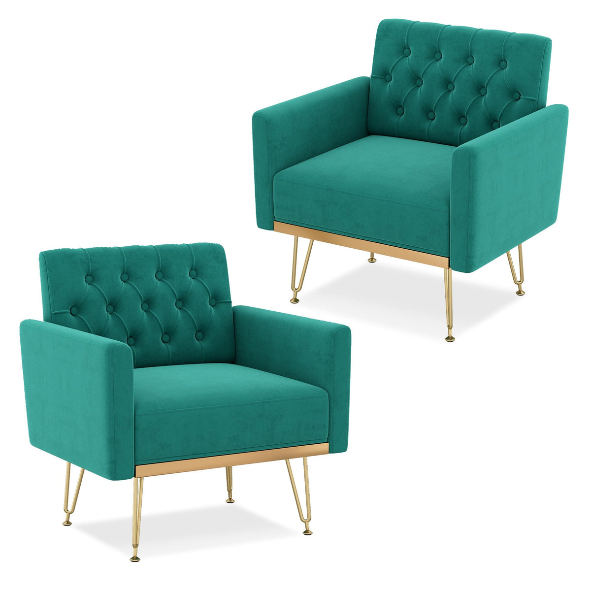 Oversized Velvet Tufted Accent Chair with Gold Legs D615093