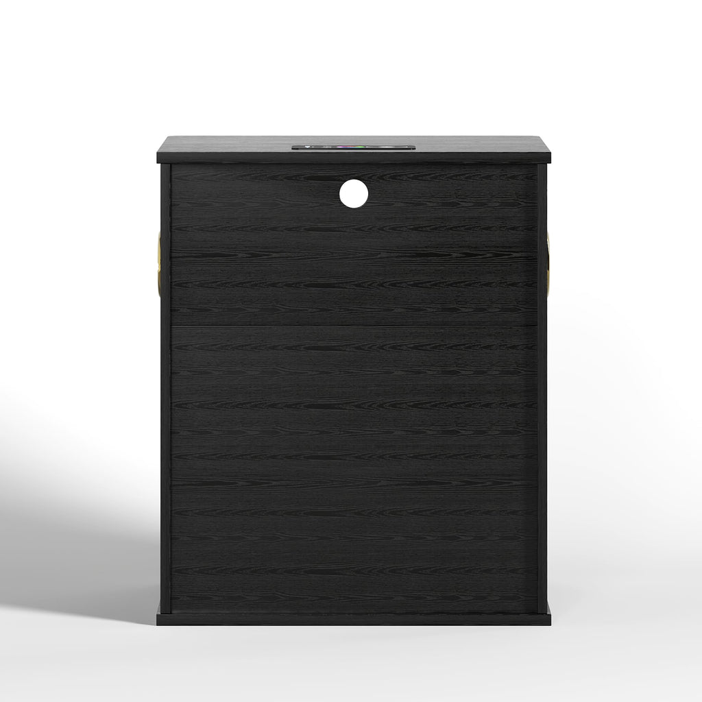 Black Smart Nightstand with Bluetooth Speaker, LED Lights, Wireless Charging, 2 Drawers & Open Shelf S114251