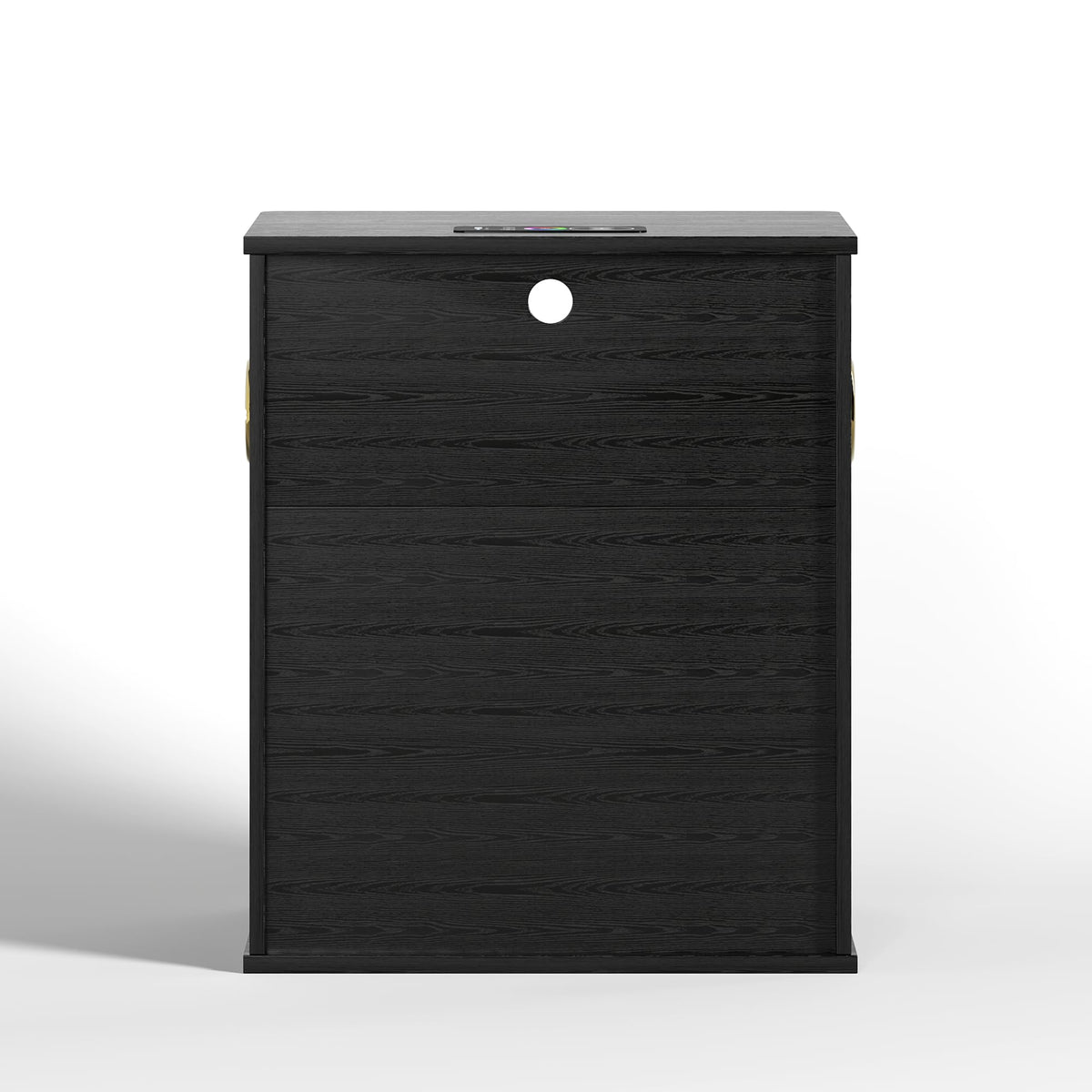 Black Smart Nightstand with Bluetooth Speaker, LED Lights, Wireless Charging, 2 Drawers & Open Shelf S114251