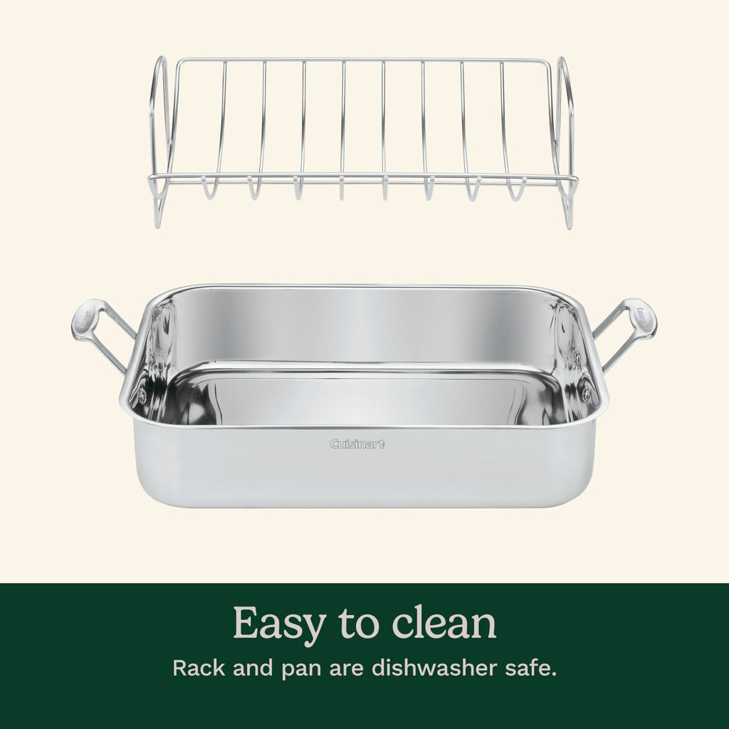 16-Inch Induction Compatible Stainless Steel Roasting Pan with Rack V954318