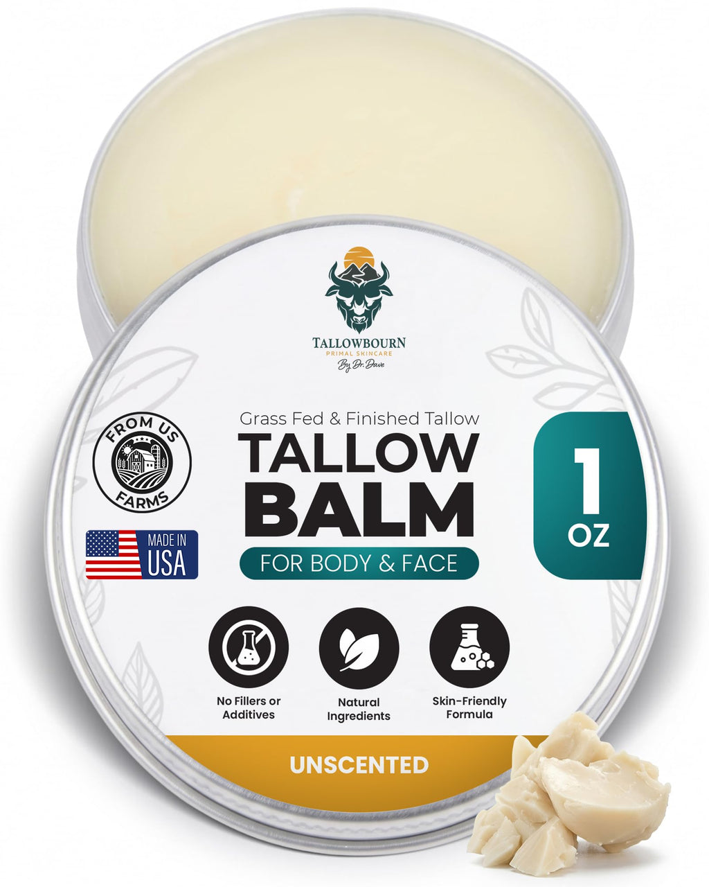 Grass-Fed Beef Tallow Balm Unscented 1oz C157741