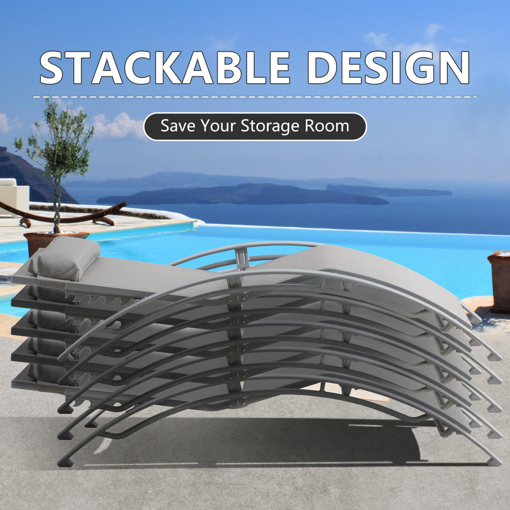 Adjustable Aluminum Pool Lounge Chairs Set of 3 with Side Table F159051