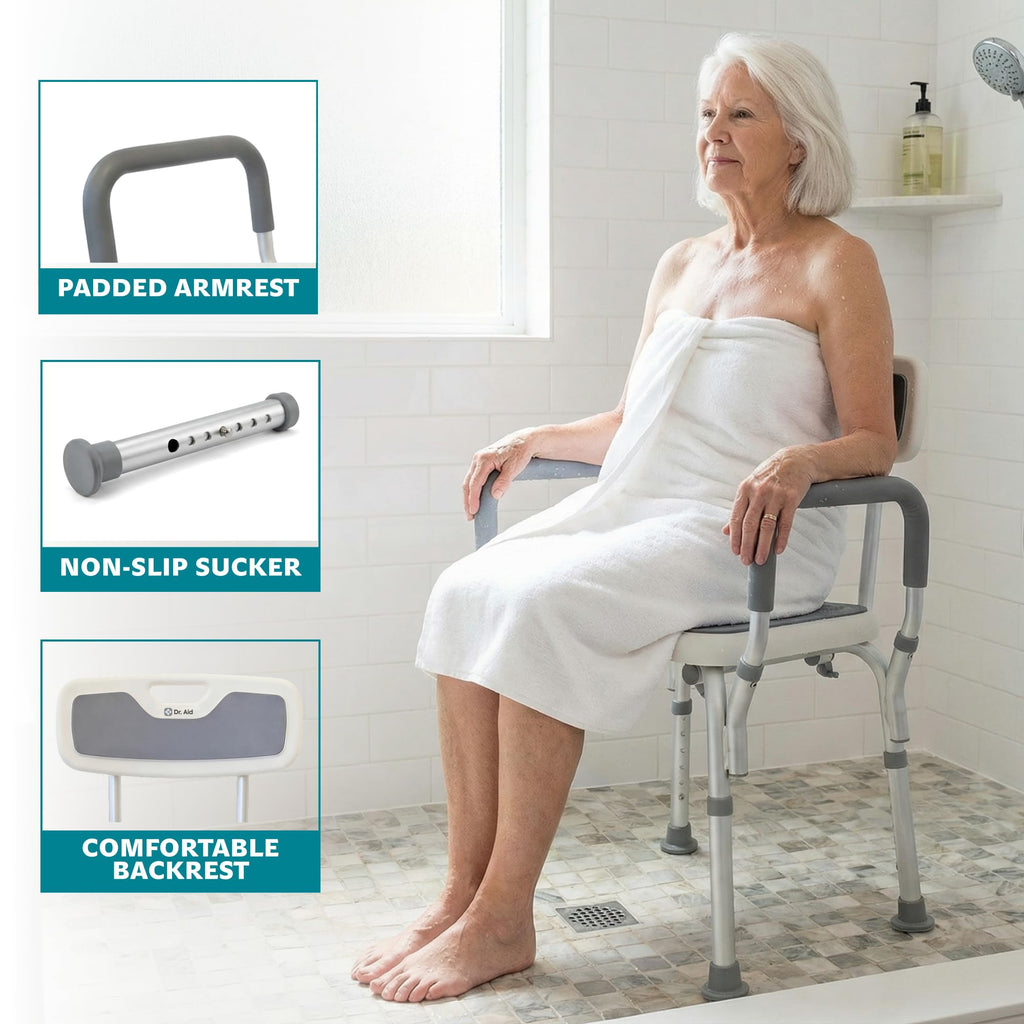 Shower Chair, 6-Height Adjustable, 400 lbs I610182