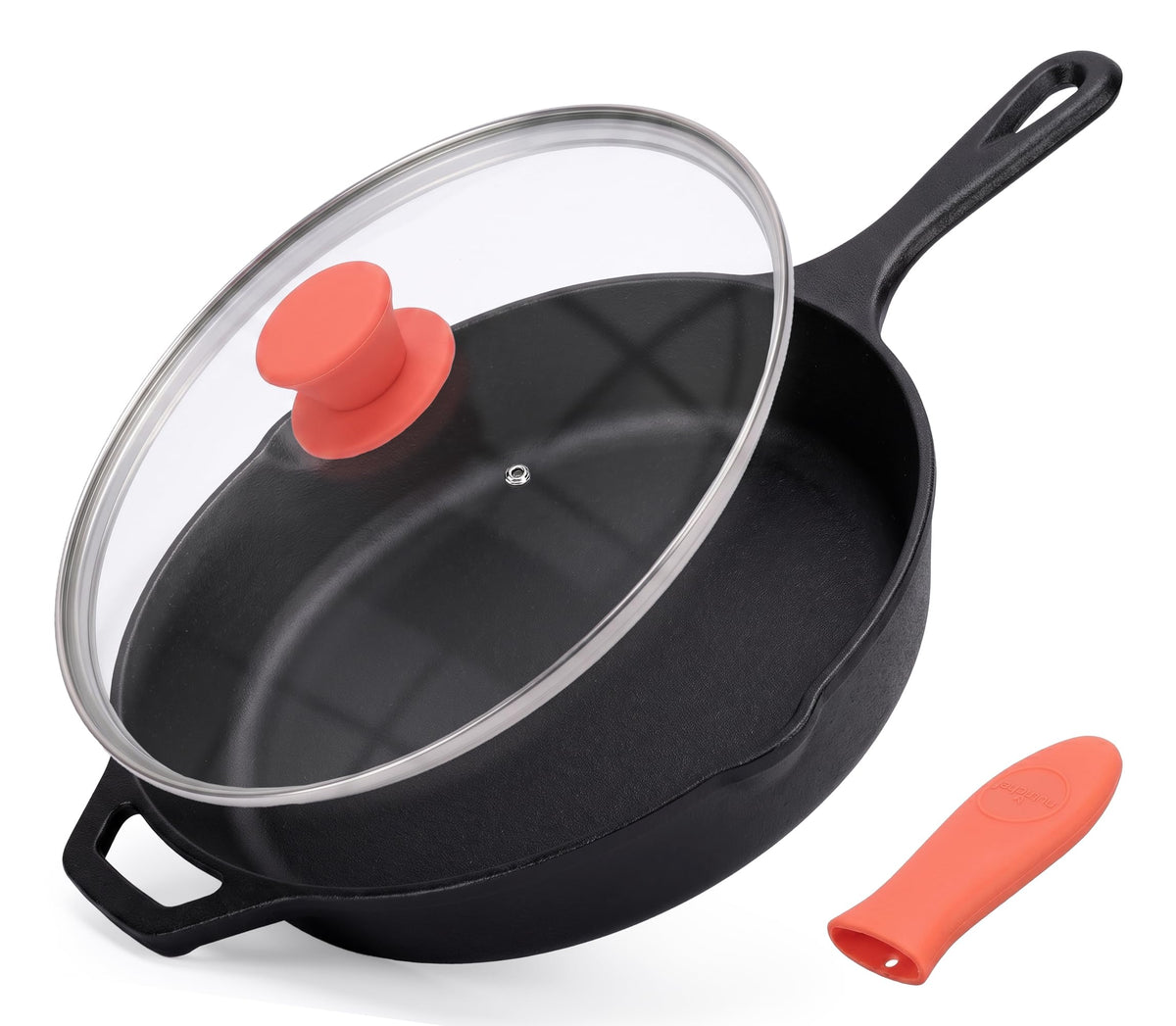 10" Pre-Seasoned Cast Iron Skillet with Glass Lid D213625