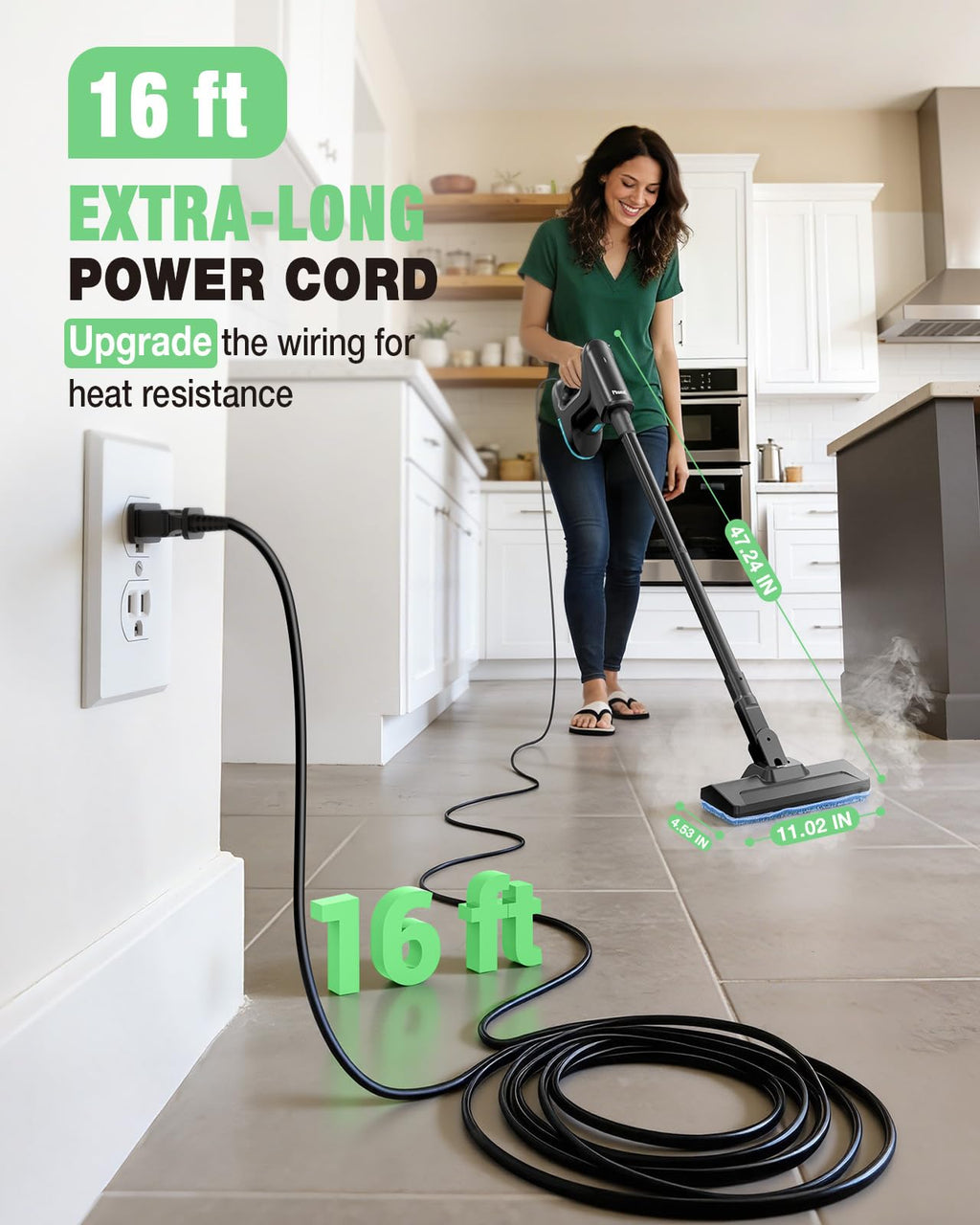 14-in-1 Lightweight Detachable Handheld Steam Mop Black H669768