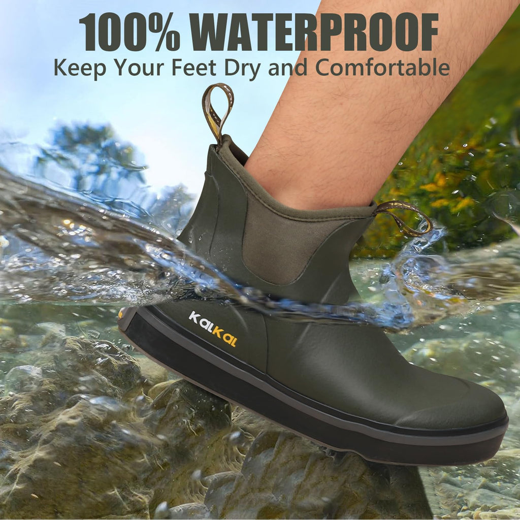 Waterproof Rubber Ankle Deck Boots with Memory Foam Q640176