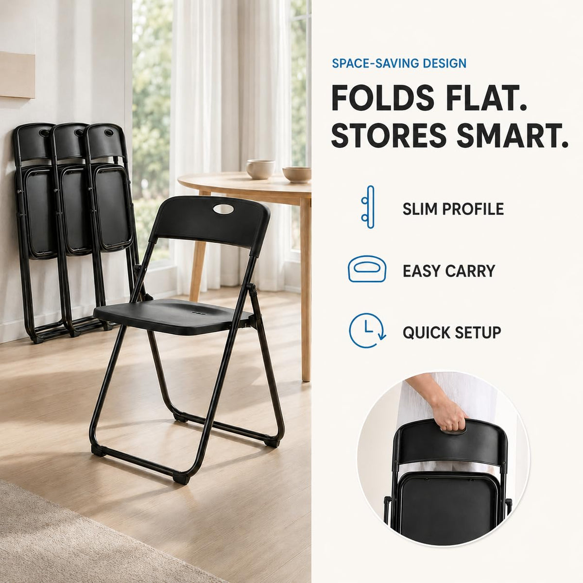 Black Plastic Folding Chairs L2567