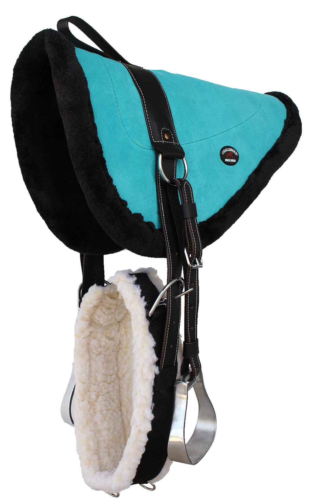 Turquoise Suede Leather Western Saddle Pad with Stirrups L917420