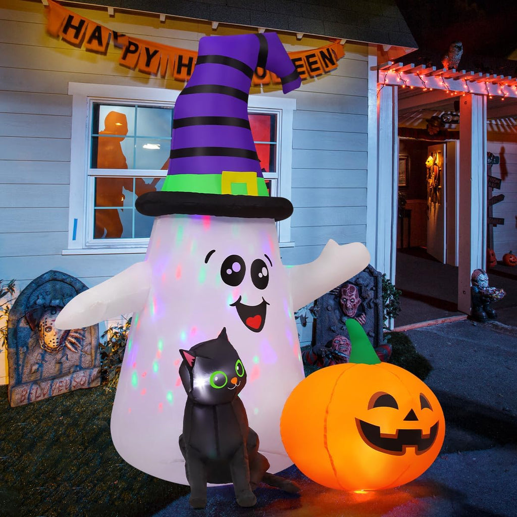 5FT Inflatable Halloween Ghost with Pumpkin Yard Decoration W28560