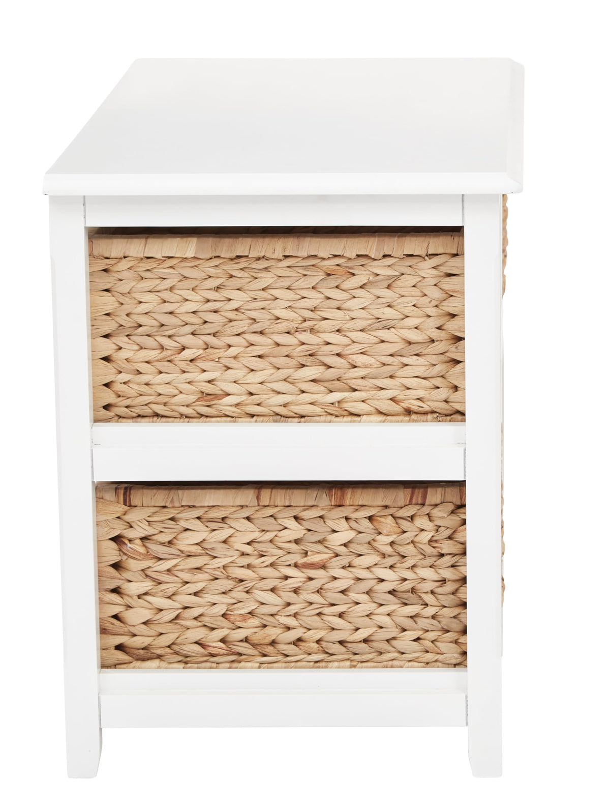 White 2-Tier 4-Drawer Storage Tower with Wood Frame and Baskets K7415
