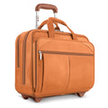 Tan Leather Rolling Case with Wheels R64176