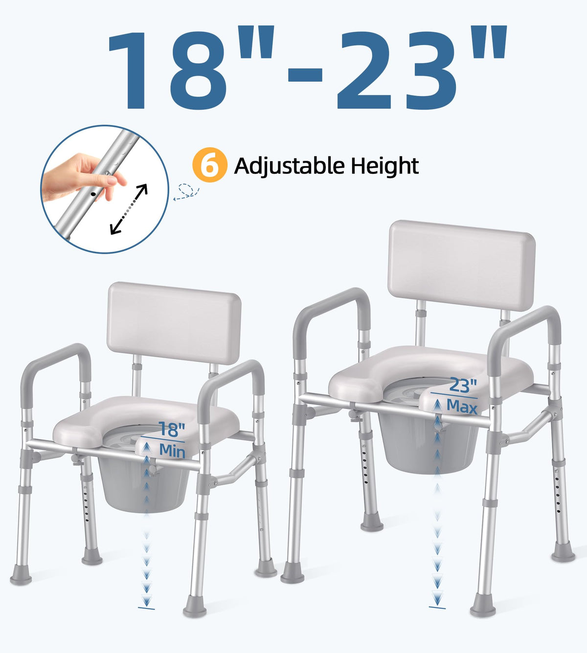 Shower Chair with Arms and Back and Bedside Commode with Padded Seat and Backrest N69738