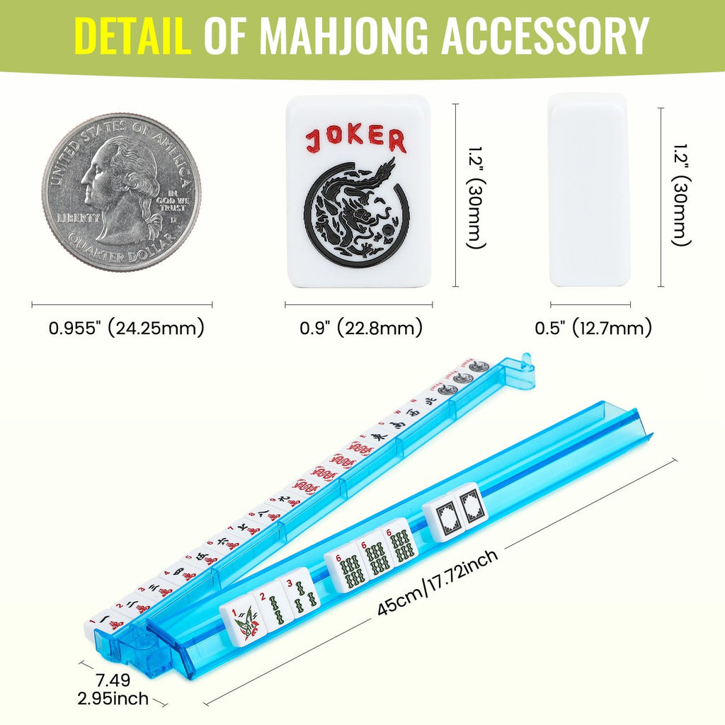White 166 Tiles Mahjong Set with Blue Carrying Bag E3562