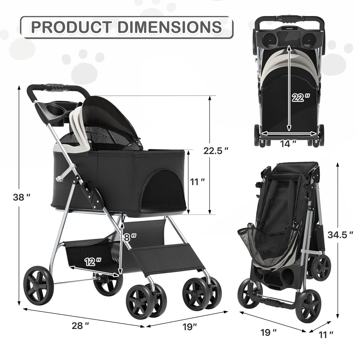 Foldable Pet Stroller J2704