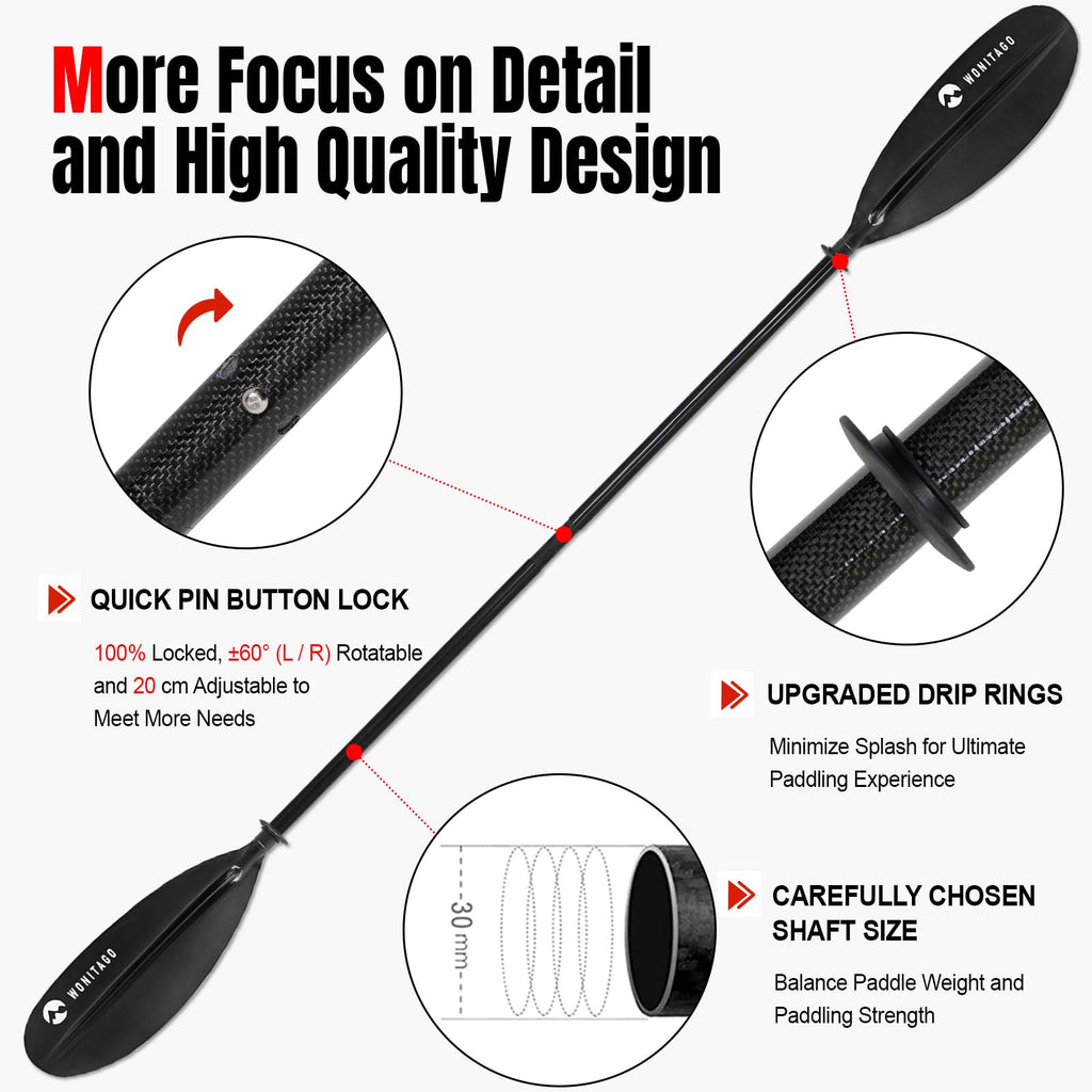 Adjustable Lightweight Carbon Fiber Kayak Paddle N205