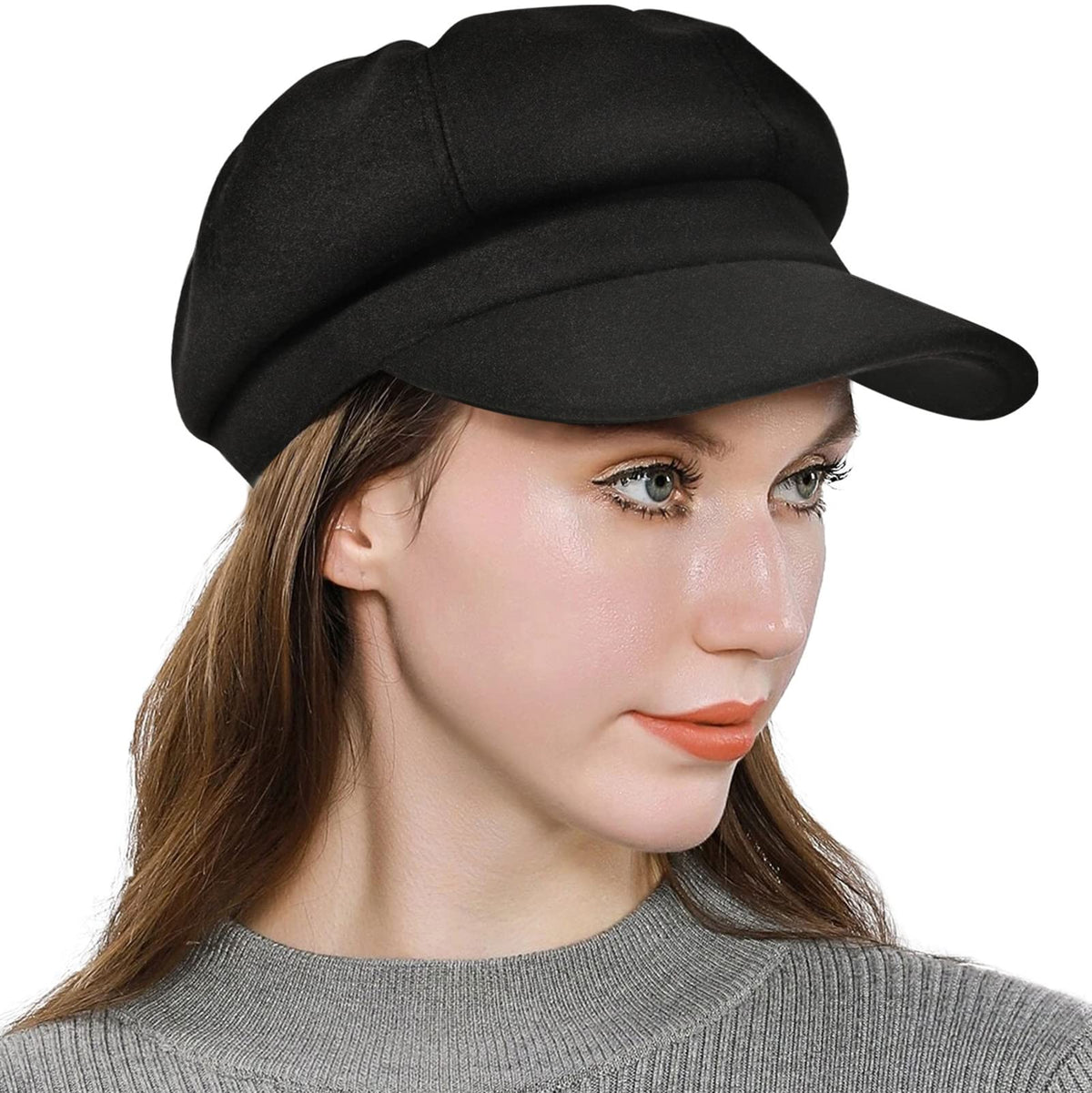 Wool Blend Newsboy Cap E154