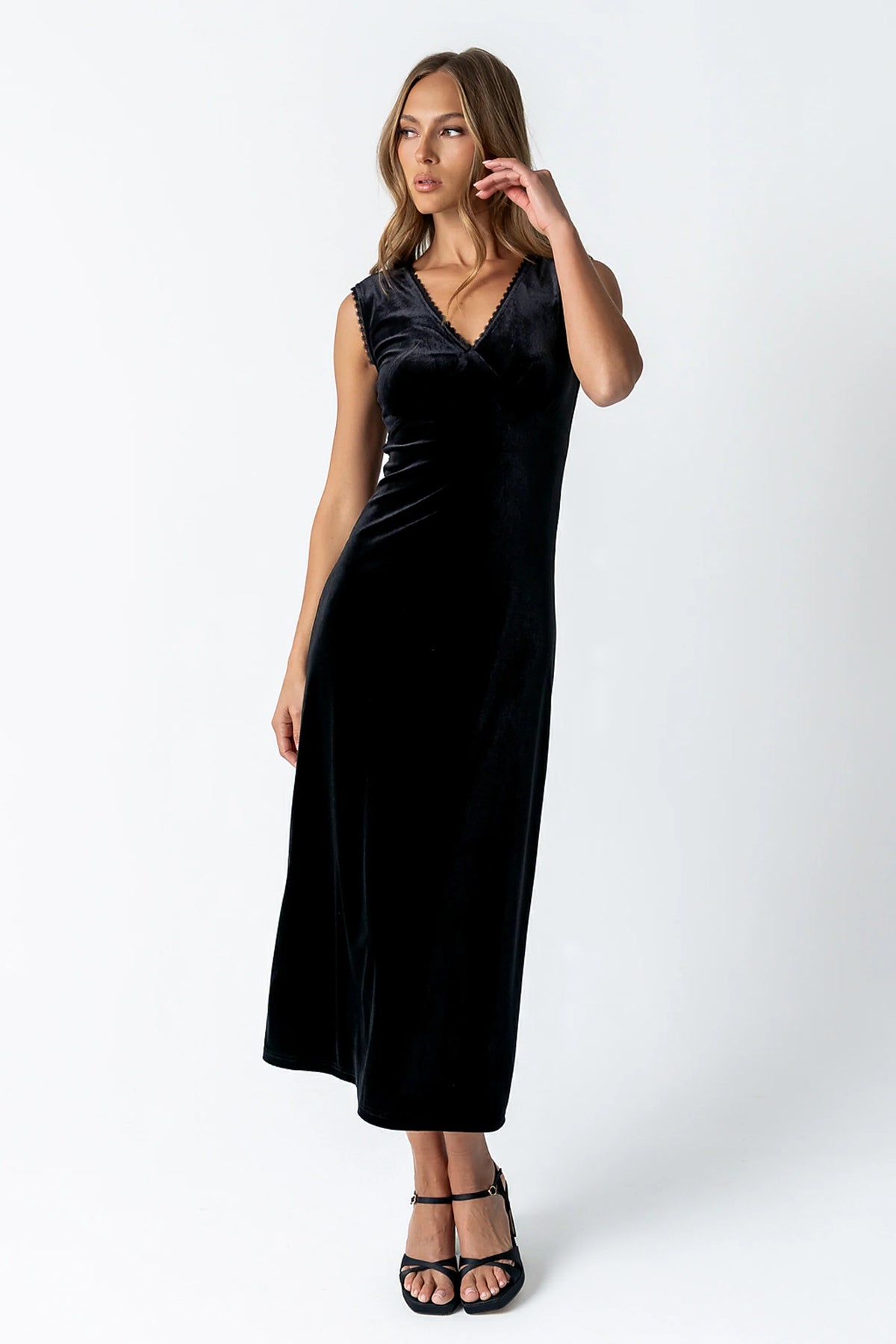 Black Velvet Maxi Dress W232