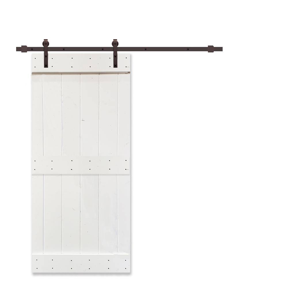 White Stained 2 Panel Barn Door with Sliding Hardware U3526
