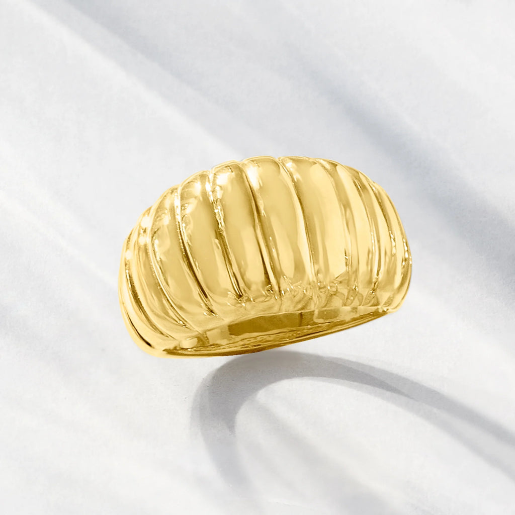 18kt Yellow Gold Electroform Dome Ring Y6306