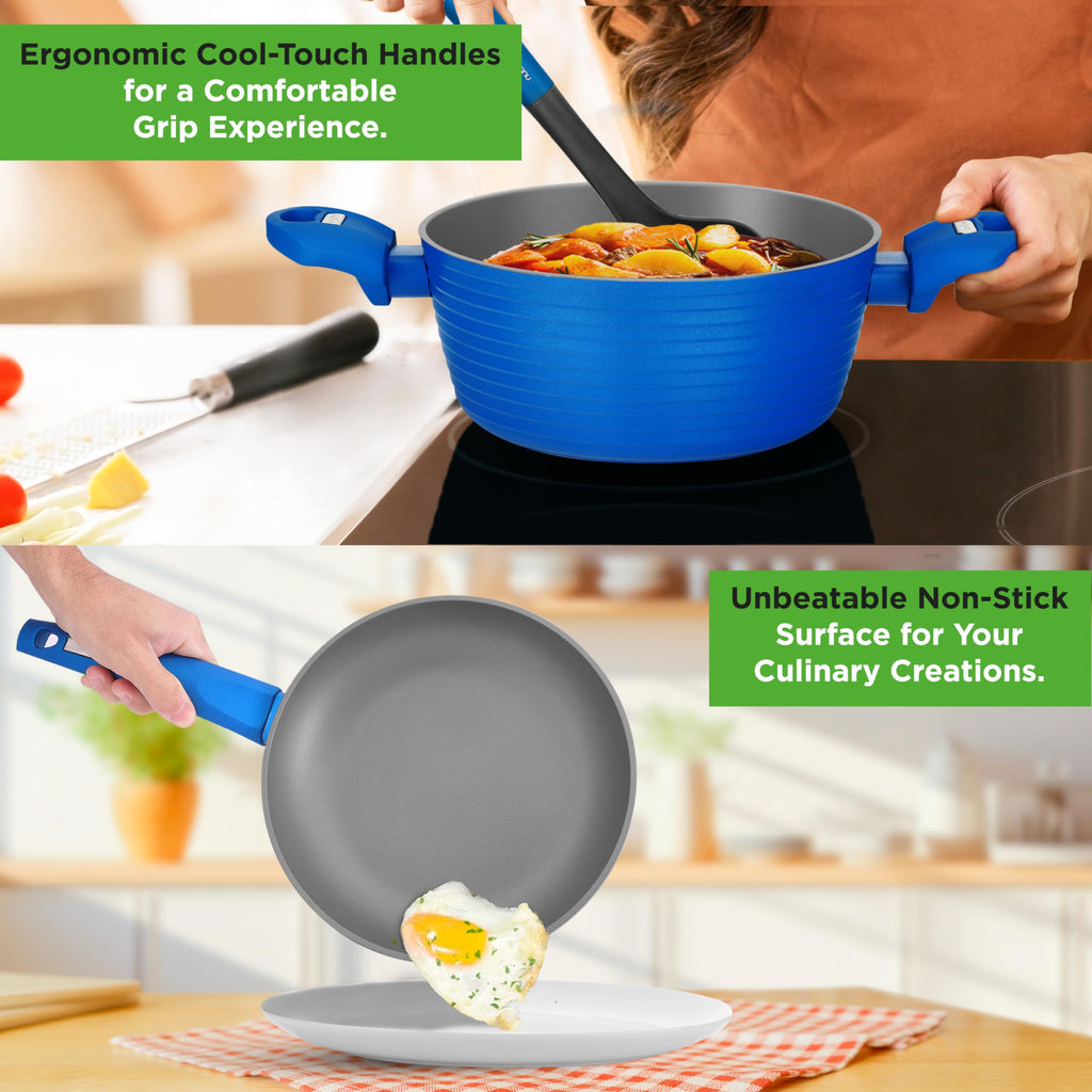 12 Pc Blue Nonstick Cookware Set Z148550