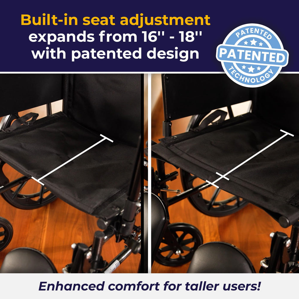 Lightweight Wheelchair Full Arms Black 18" H17285