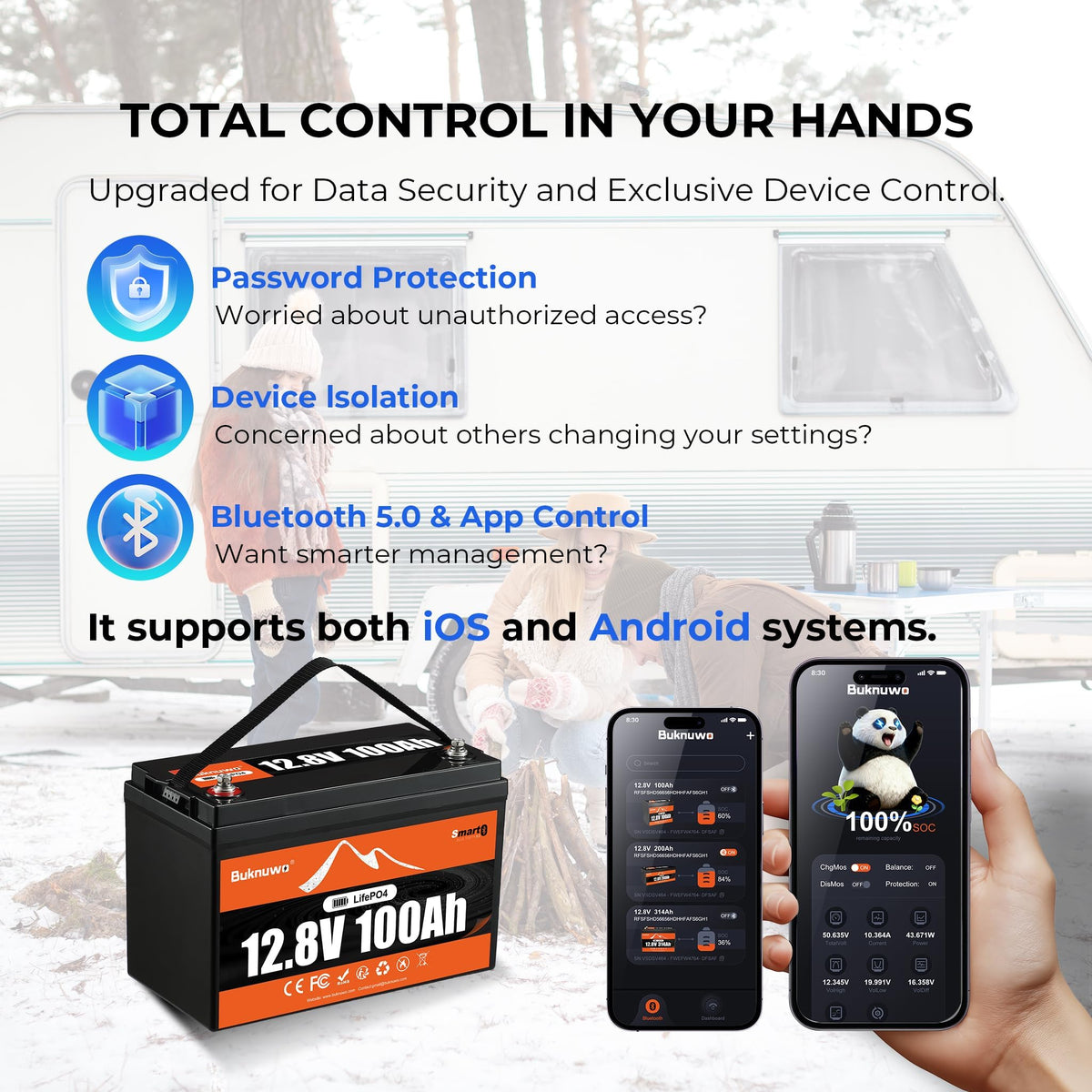 12V 100Ah LiFePO4 Lithium Battery with Bluetooth P685