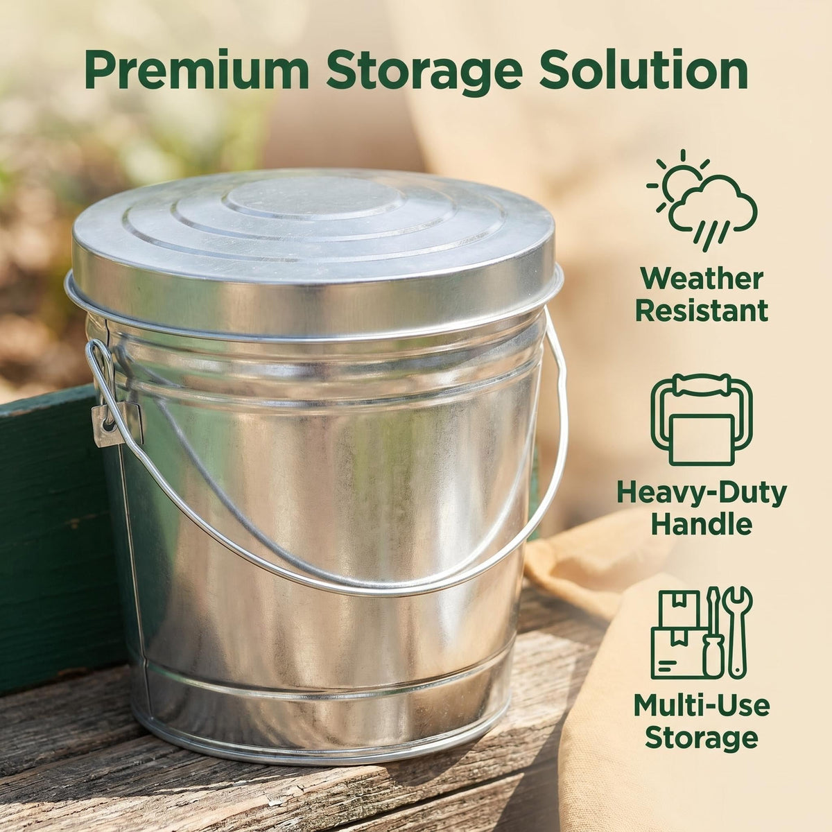 6 Gallon Galvanized Steel Bucket with Wire Bail Handle S68379