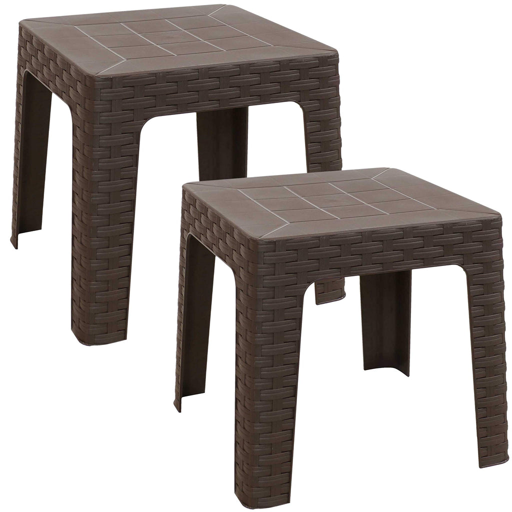 Brown Plastic Side Table Set of 2 Z873