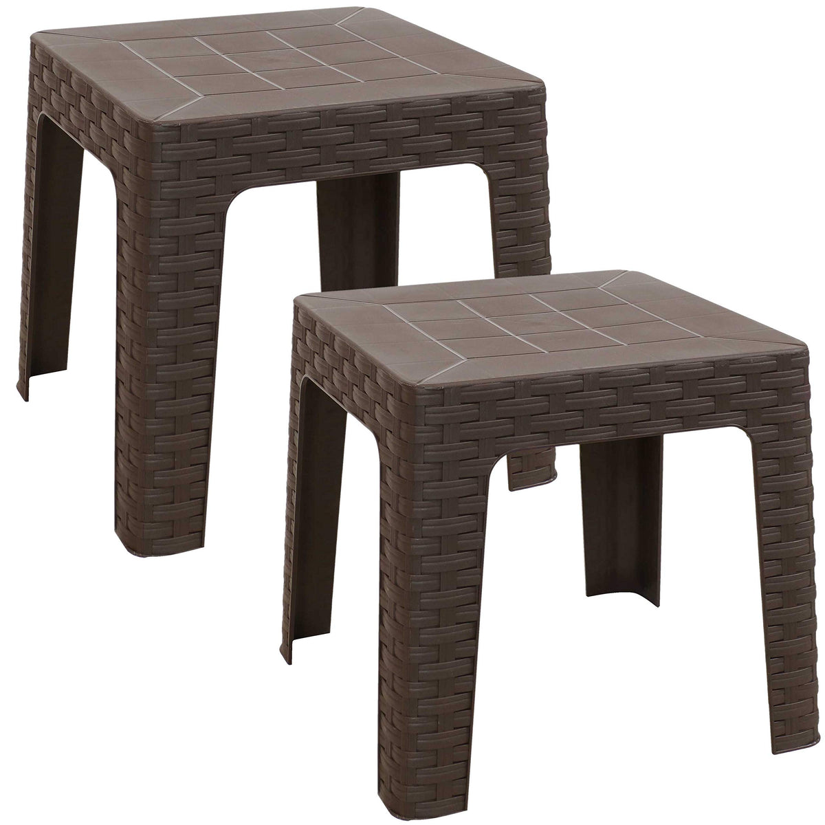Brown Plastic Side Table Set of 2 Z873
