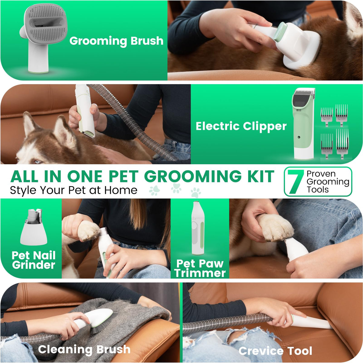 Dog Grooming Vacuum, 7 Grooming Tools 2.5L Dust Cup 11000Pa L2721