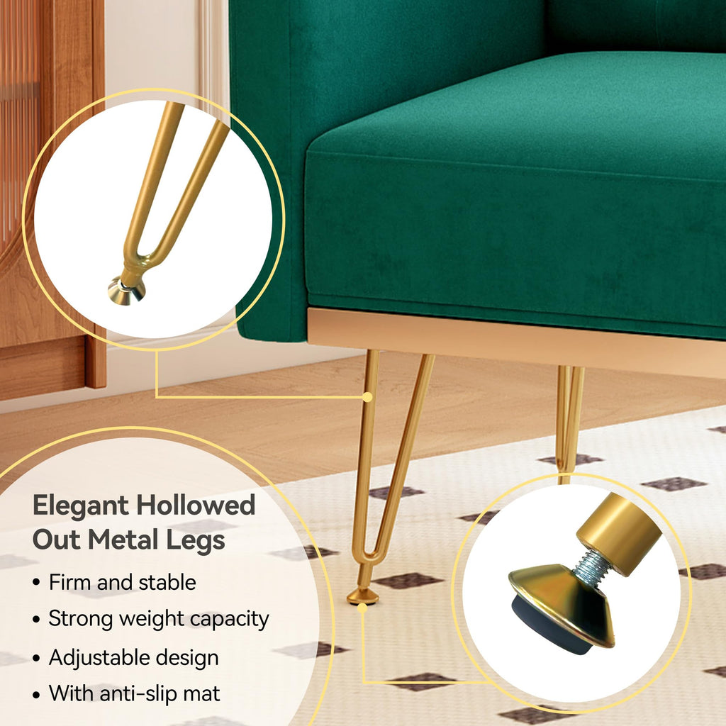 Oversized Velvet Tufted Accent Chair with Gold Legs D615093