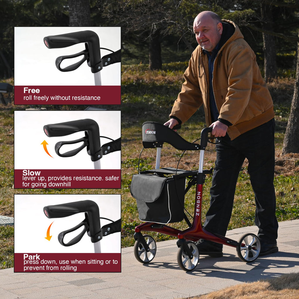 Foldable Rolling Walker with Seat 440 lbs Capacity P458